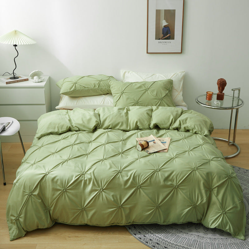 Washed Cotton Solid Color Twisted Pattern Bedding Set - 3 Pieces - Calm Cloud Bedding